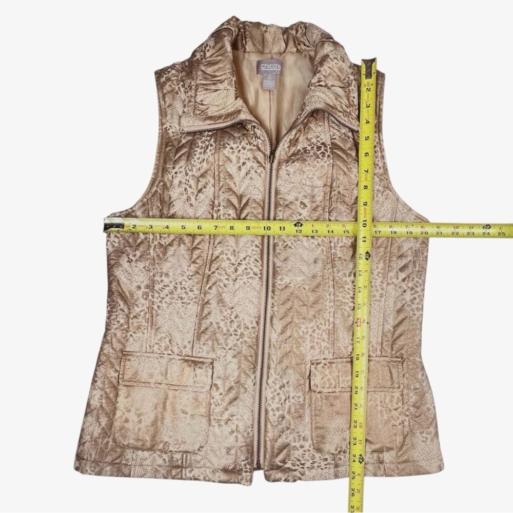 Chico's 2 Womens Zip-Up Quilted Vest Size L Gold Shimmer Lightweight - Picture 4 of 7